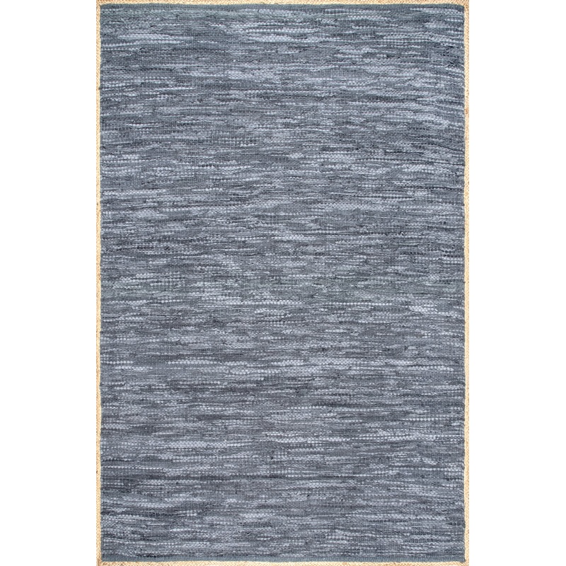 Solid Leather Flatweave Rug | Blue