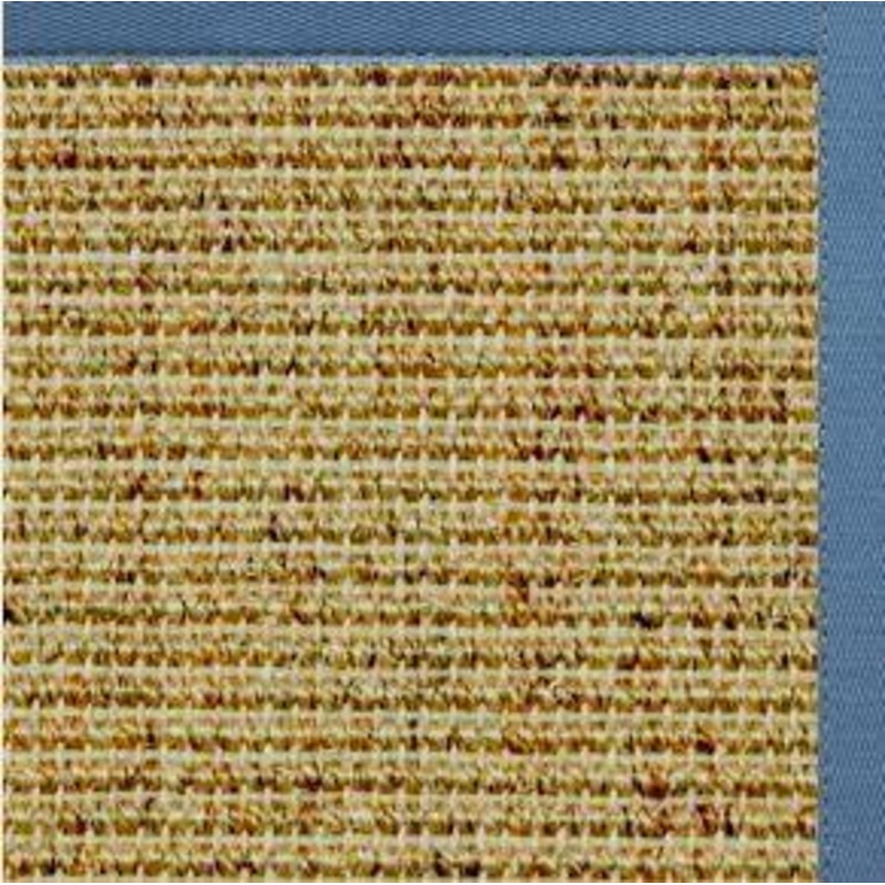 Spice Sisal Rug with Slate Blue Cotton Border