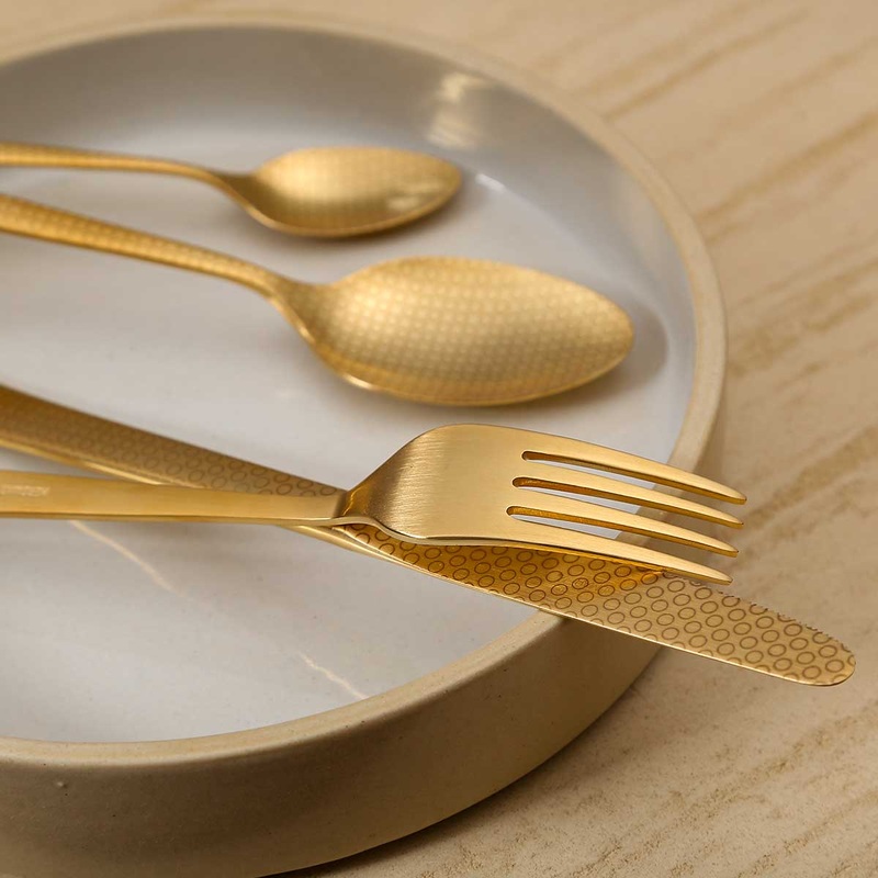 Herdmar Golden Metal Oslo Printed Cutlery – Set of 24
