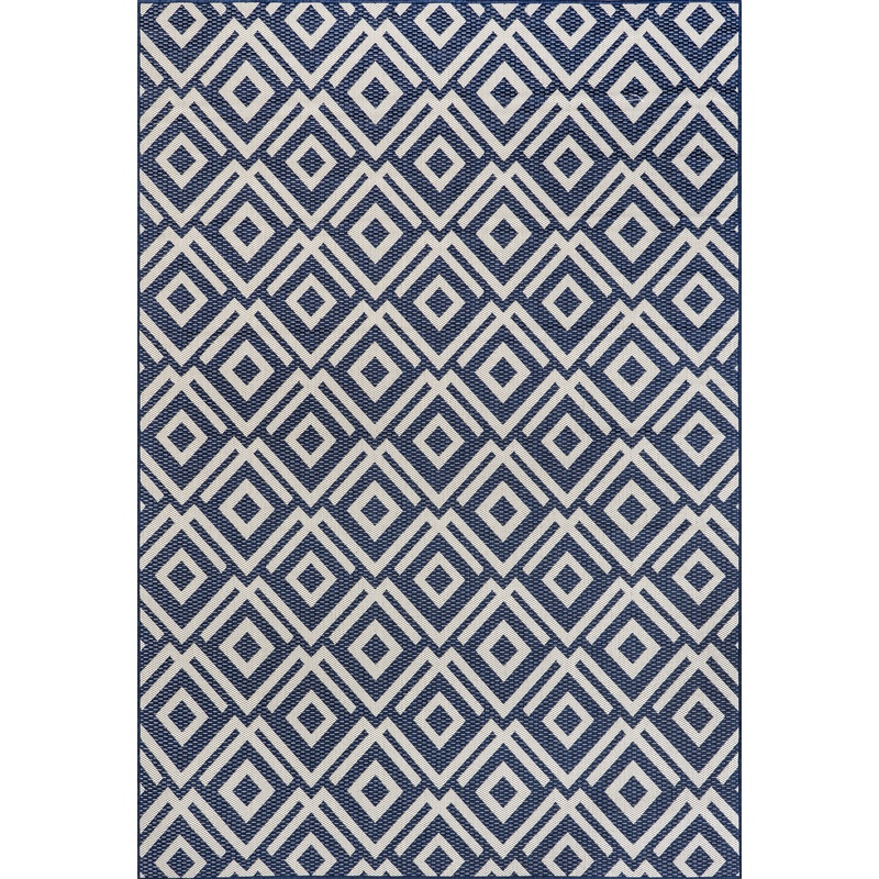 Winged Birdseye Lattice Indoor/Outdoor Rug | Navy