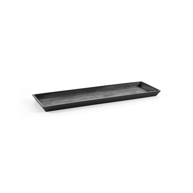 Ecopots Rectangular In/Outdoor Recycled Plastic Planter Flowerpot Saucer, Dark Grey, 17.7″
