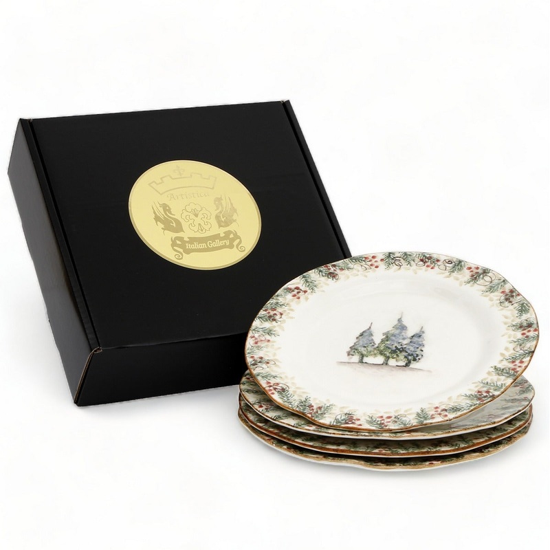 GIFT BOX: With Deruta Dinner Plate – NATALE design (4 Pcs)