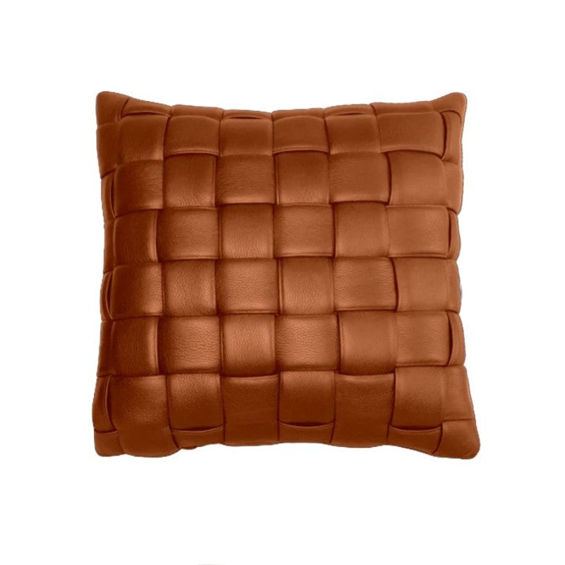 Koff Square Woven Leather Accent Pillow