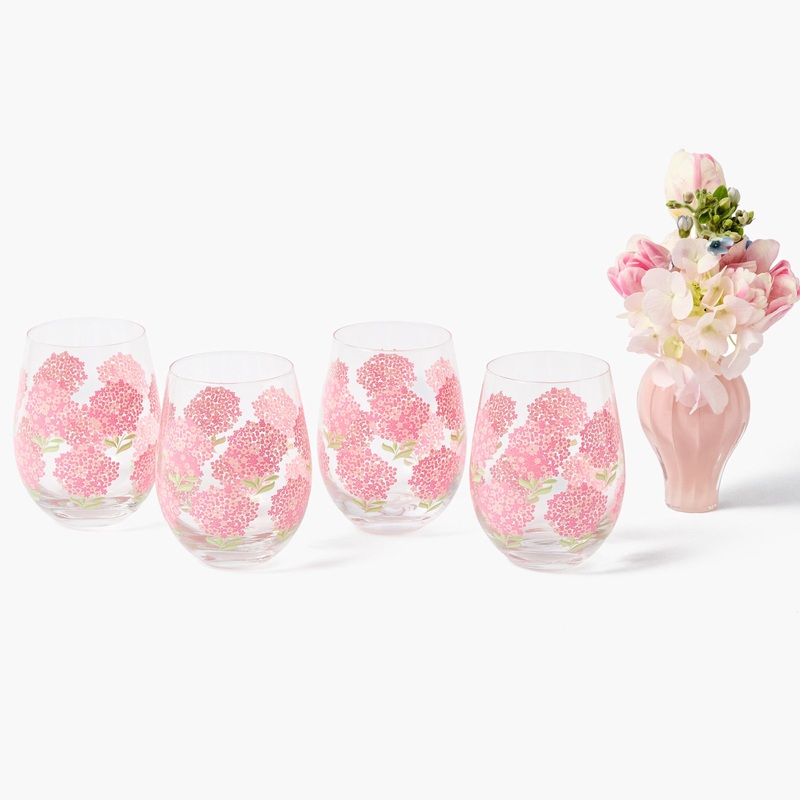 Pink Hydrangea Glasses (Set of 4)