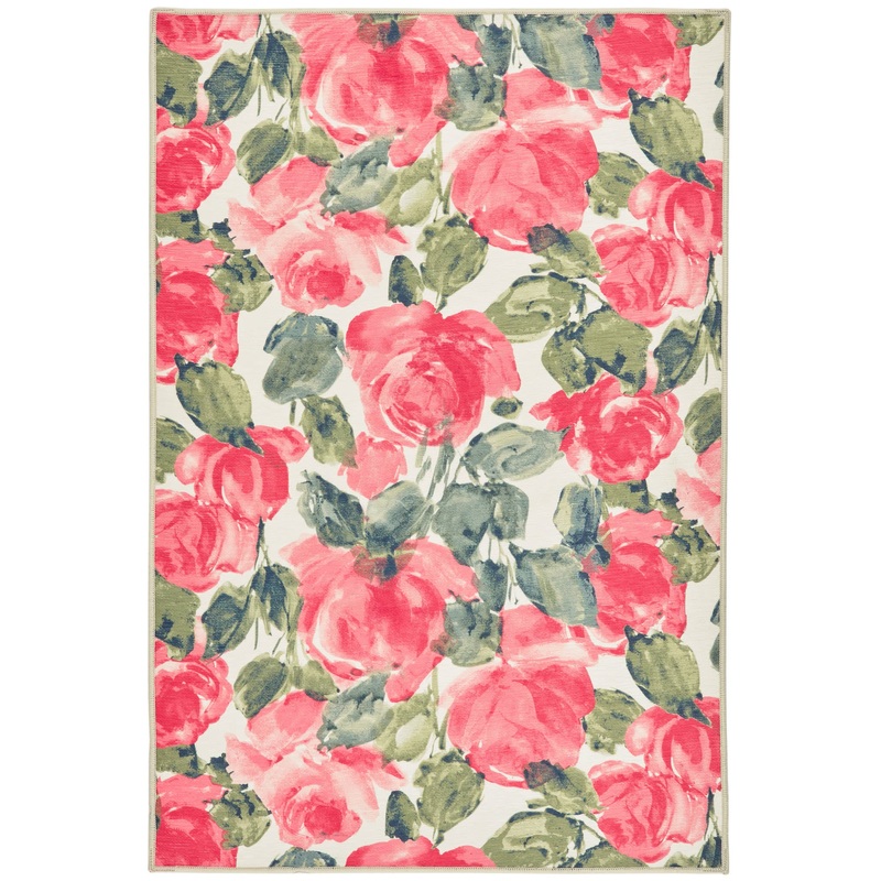Pretty Peonies Machine Washable Rug | Multi