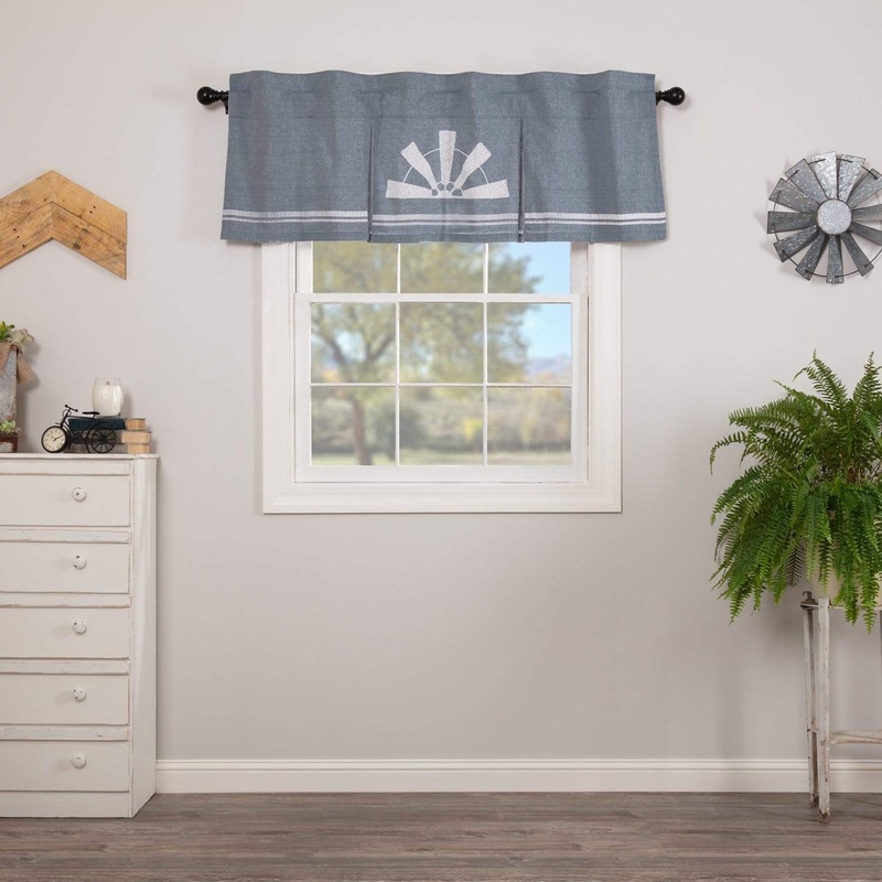 Sawyer Mill Blue Windmill Valance Pleated 20×60