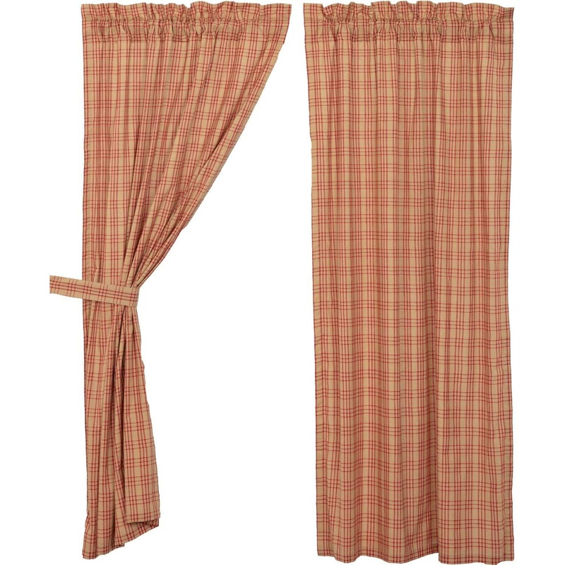 Sawyer Mill Red Plaid Short Panel Set of 2 63×36