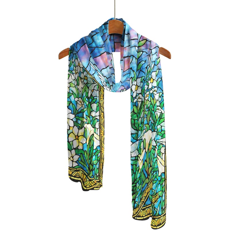 Tiffany Field of Lilies Silky-soft Polyester Sheer Long Scarf
