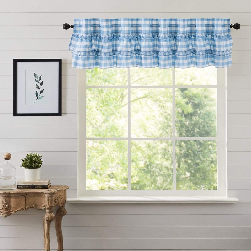 Annie Buffalo Blue Check Ruffled Valance 16×72