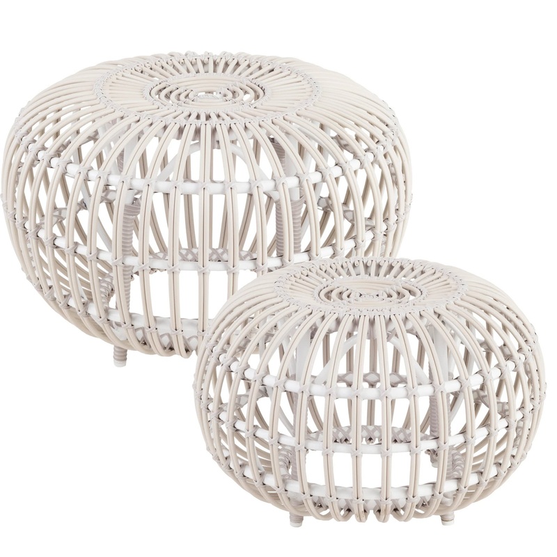 Kali Outdoor Ottoman | Dove White
