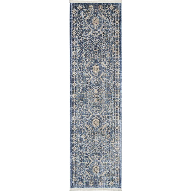 Nourison Lustrous Weave 2’2″ x 7’6″ Blue Vintage Indoor Rug