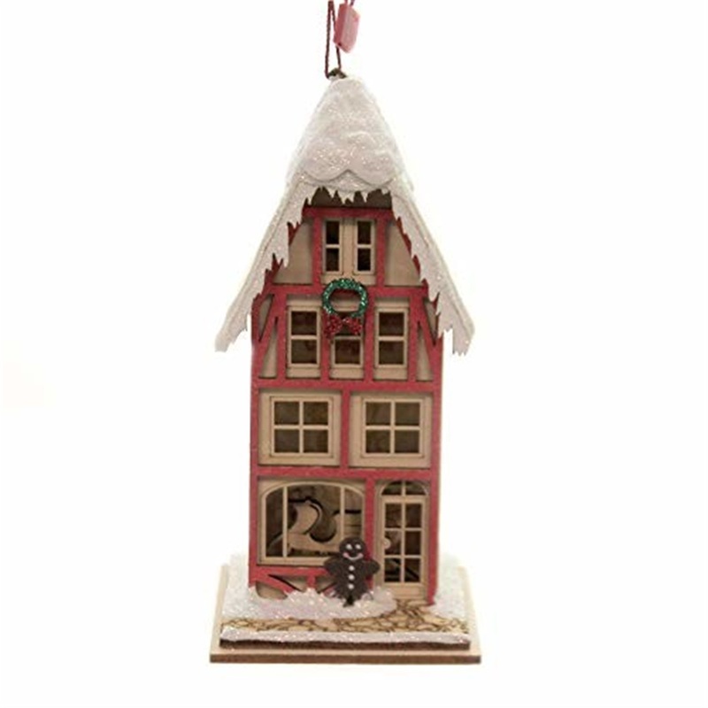 Old World Christmas Ginger Cottages Wooden Ornament, Tannenbaum Toboggan Company
