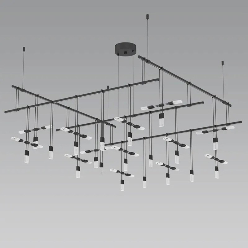 Suspenders 2-Tier Grid Crystal Chiclet LED Pendant Light