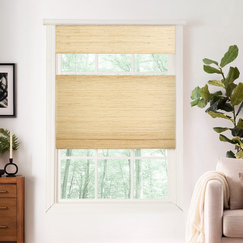 Ramie Woven Bamboo No-Drill Blinds & Shades Top Down Bottom Up | Cashew
