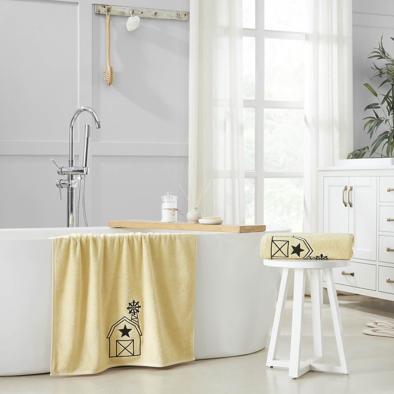 Black Barn w/ Mill Creme Bath Towel Set of 2 27×54