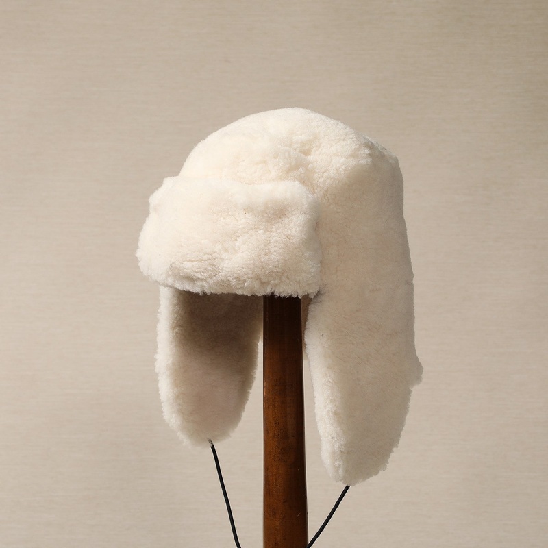 Shearling trapper hat