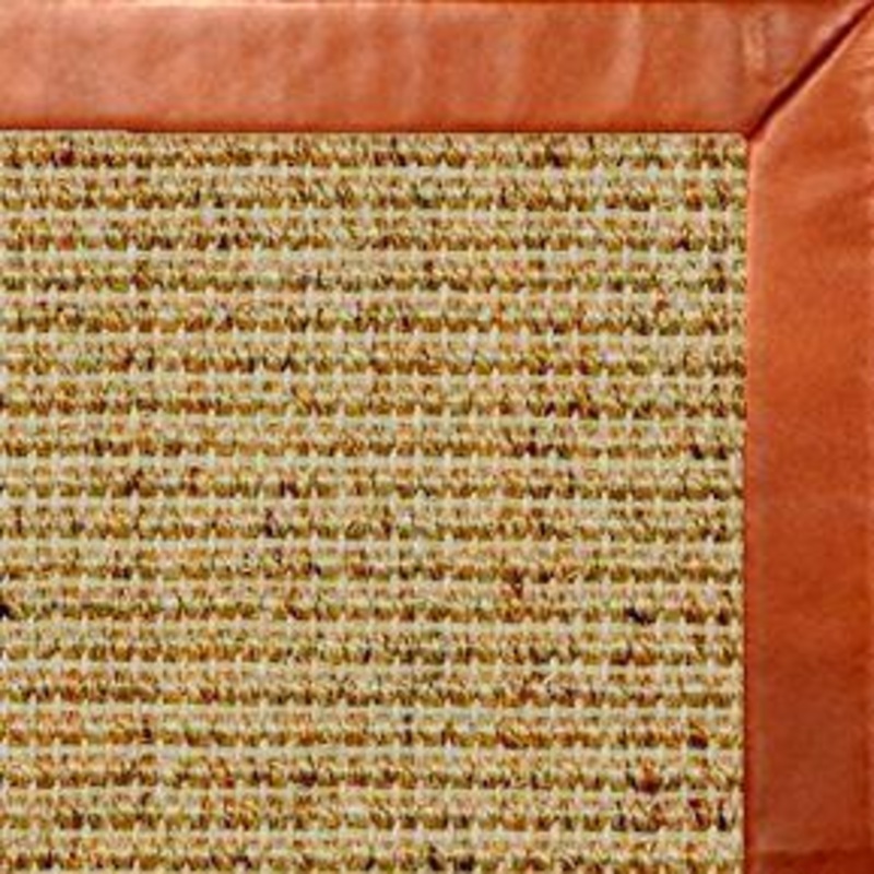 Spice Sisal Rug with Whiskey Leather Border
