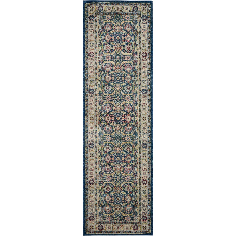 Nourison Ankara Global 2′ x 6′ Navy/Multicolor Traditional Indoor Rug