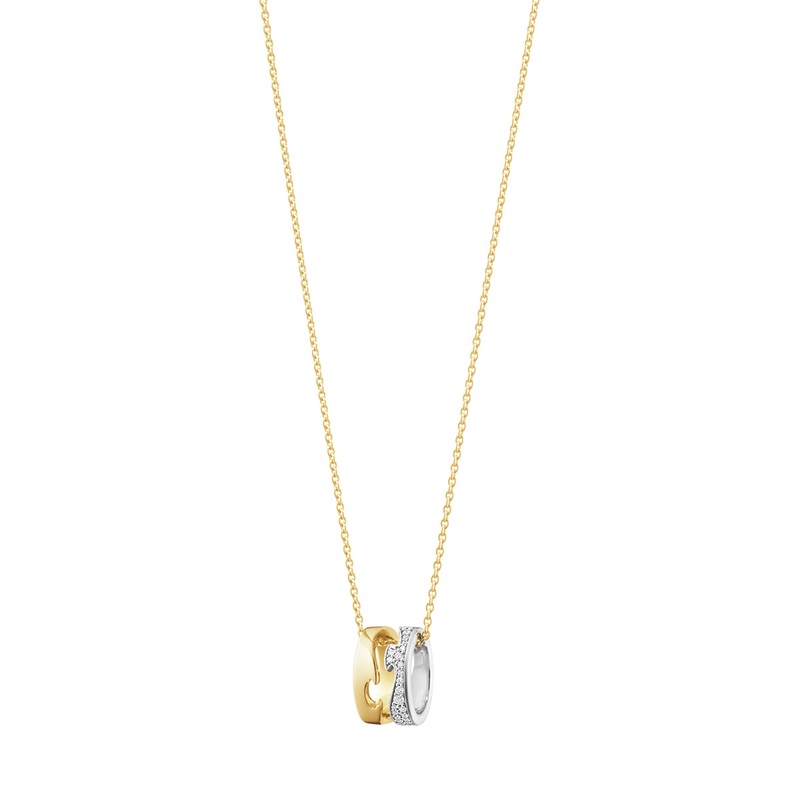 Fusion Open Pendant, Yellow/ White Gold with Pav Diamond – 0.22ct