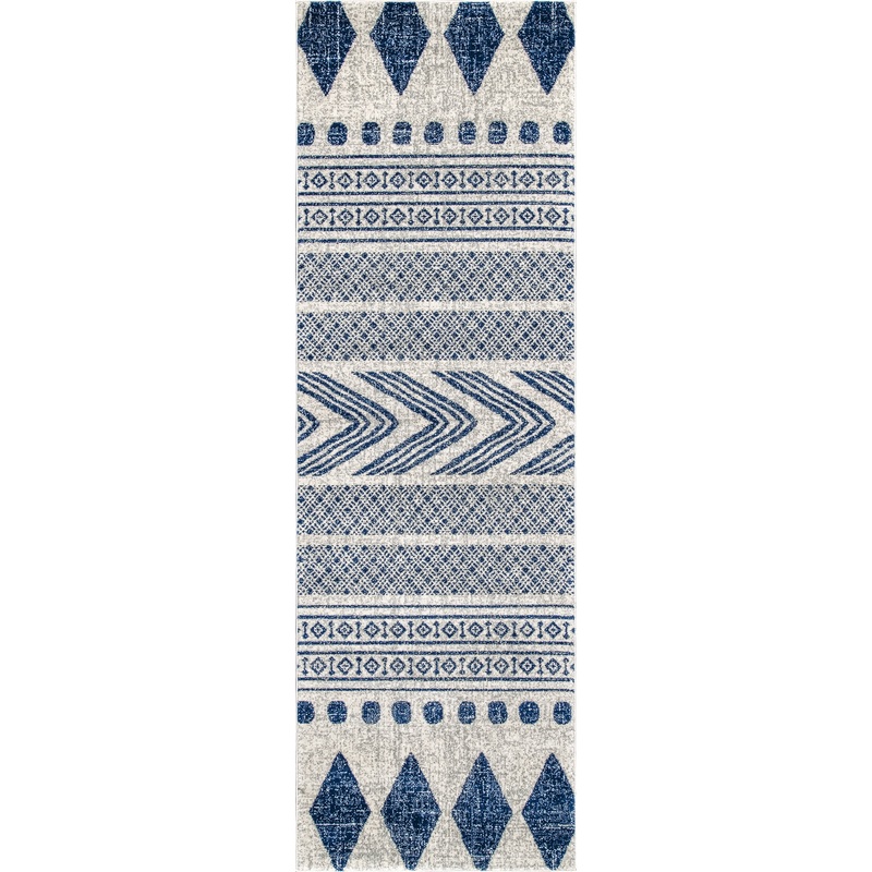Geometric Banded Rug | Blue
