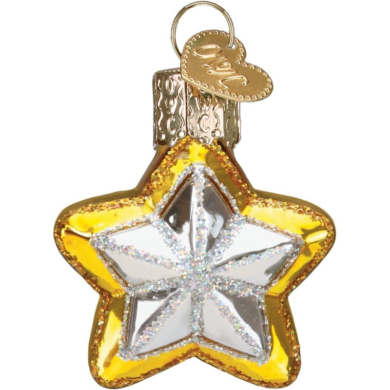 Old World Christmas Mini Glass Blown Star Ornament, 1.75″