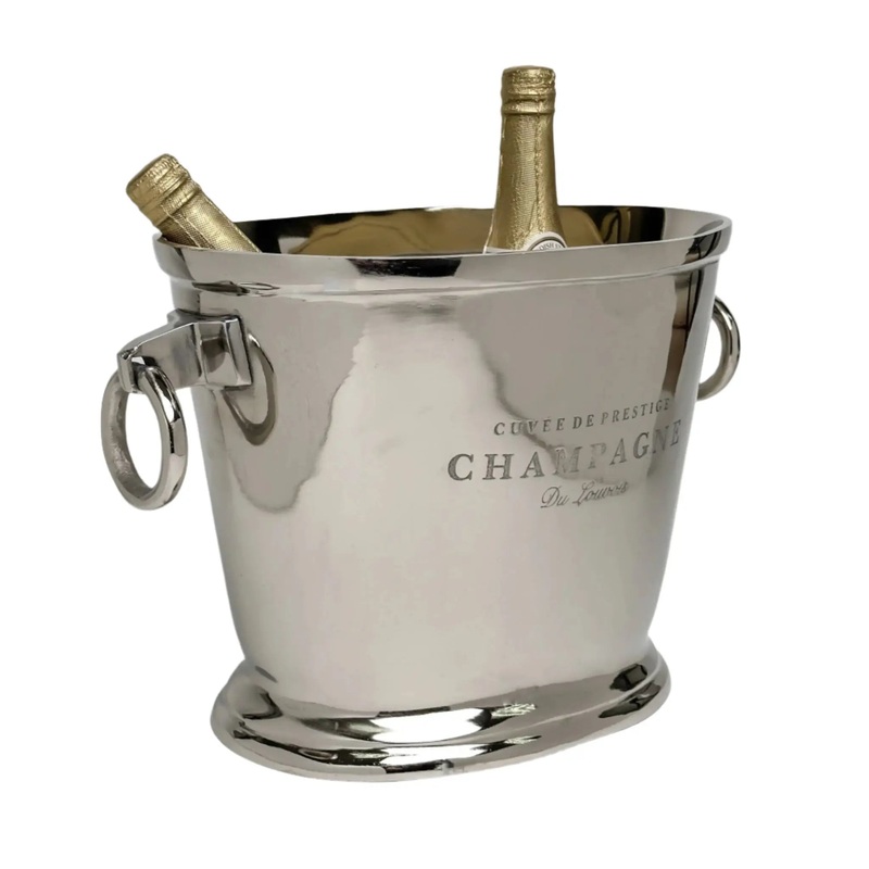 Polished Aluminum Champagne Bucket with Handles