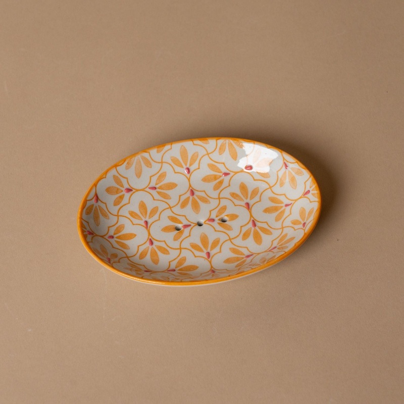 Vintage Yellow Floral Soap Dish