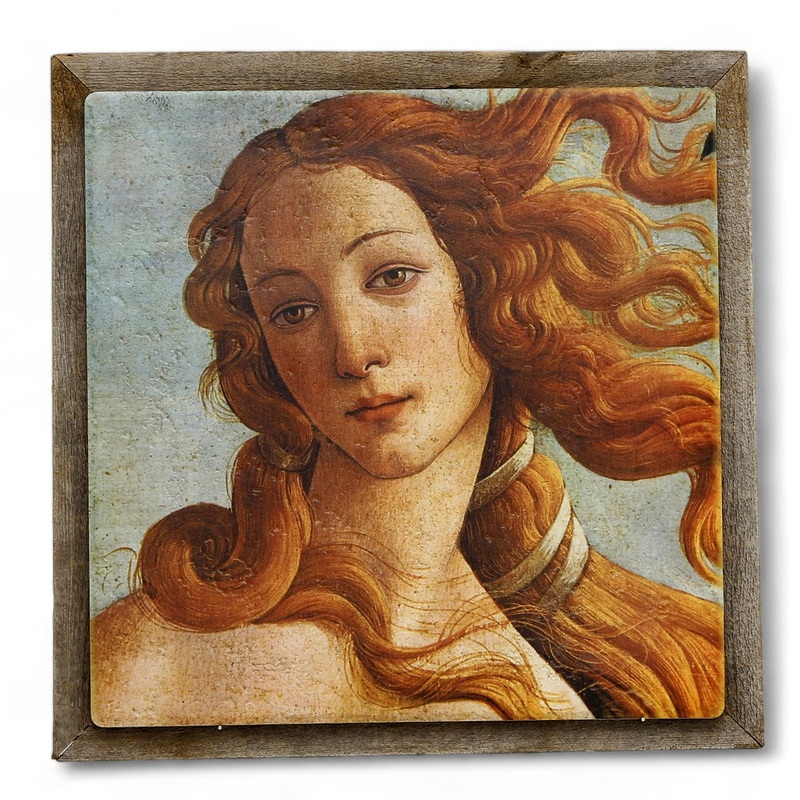 SUBLIMART: Affresco Ceramic Tile on Distressed Reclaimed Barn Wood Frame – Opera “Opera The Birth of Venus” (Detail) by Sandro Botticelli