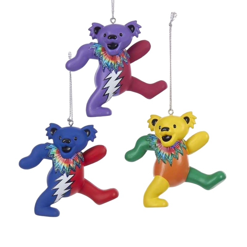 Kurt Adler (#GD1181ST) Grateful Dead Bear Ornament Set, 3-Piece Set, 4.75″