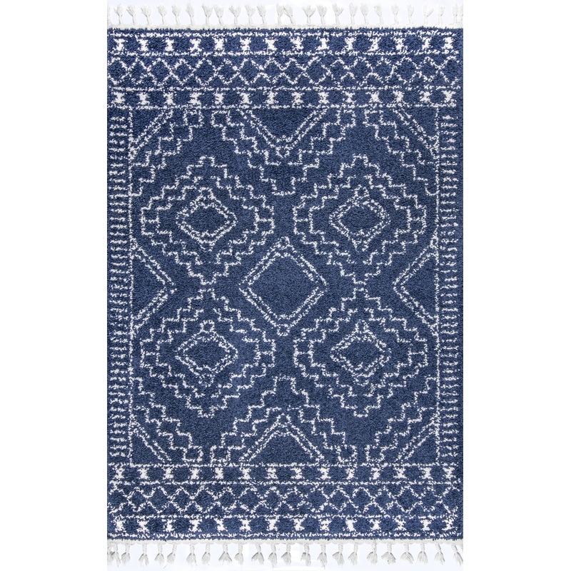 Moroccan Tasseled Rug | Blue