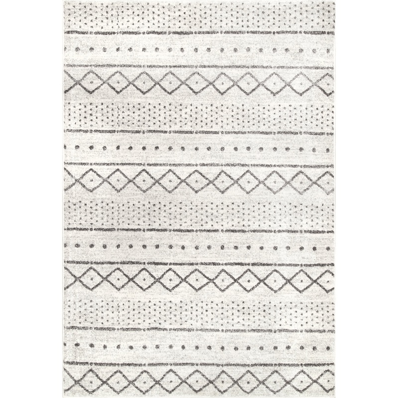 Striped Geometric Rug | Beige