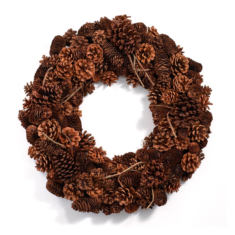 20″ Natural Pine Cone Wreath | Brown