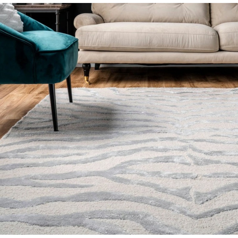 9′ 6″ x 13′ 6″ Hand Tufted Plush Zebra Area Rug