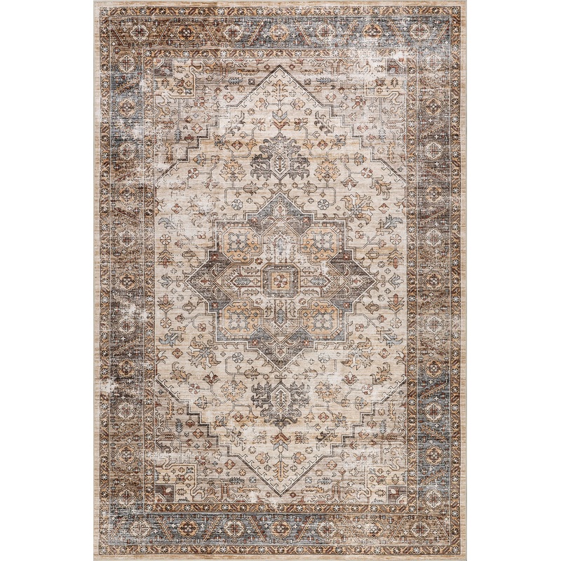 Azaria Medallion Spill Proof Washable Rug | Ivory