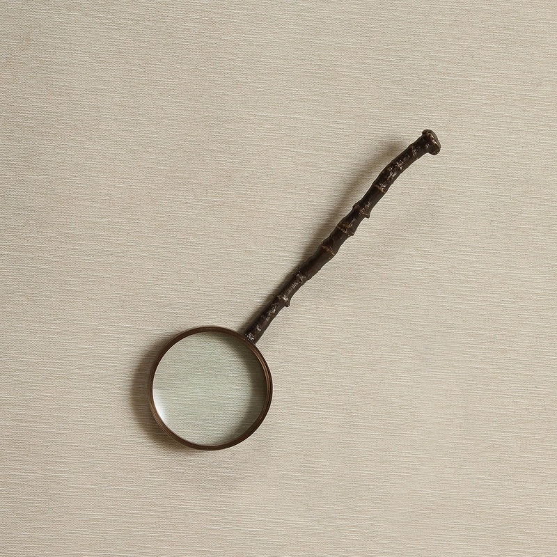 Branch handle magnifying glass in antique brass