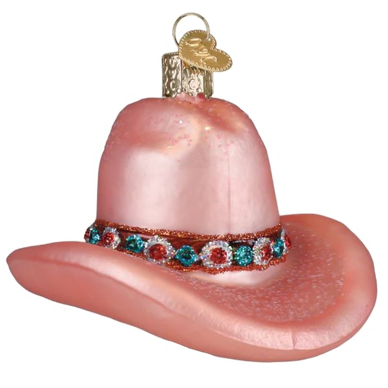 Old World Christmas Blown GlassOrnament for Christmas Tree,Cowgirl Hat