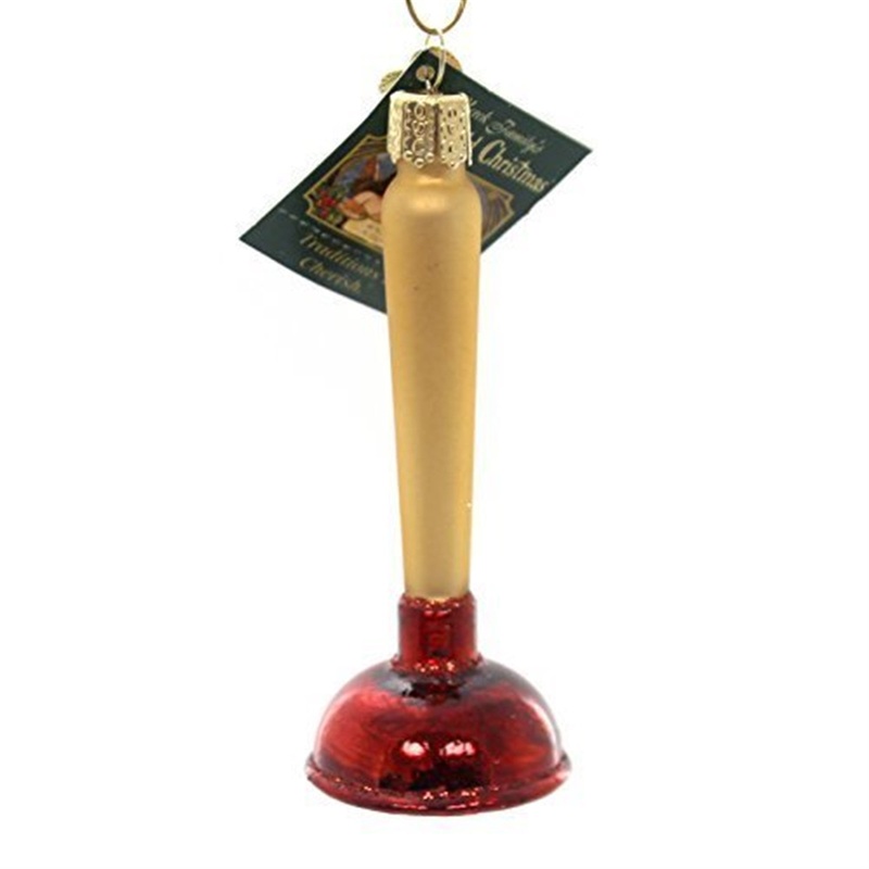 Old World Christmas Glass Blown Toilet Plunger Ornament