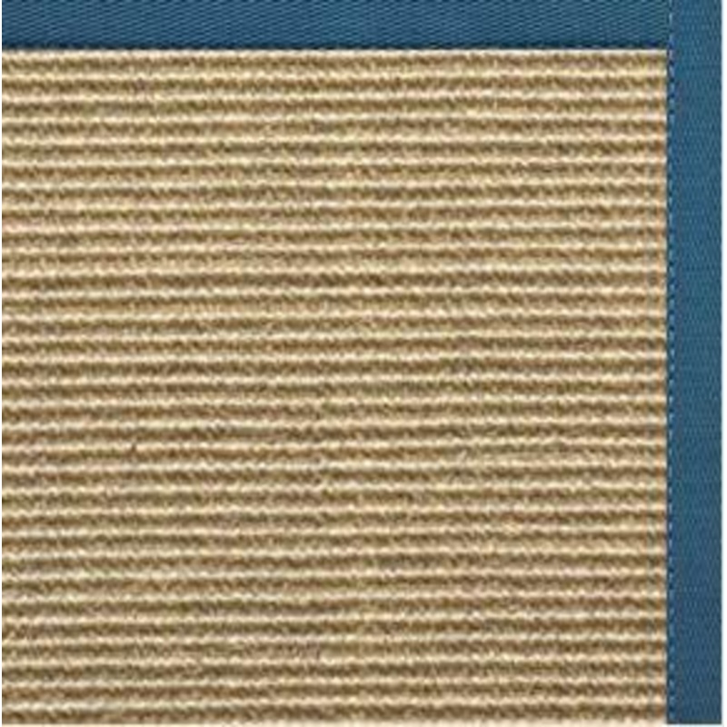 Bone Sisal Rug with Paradise Blue Cotton Border