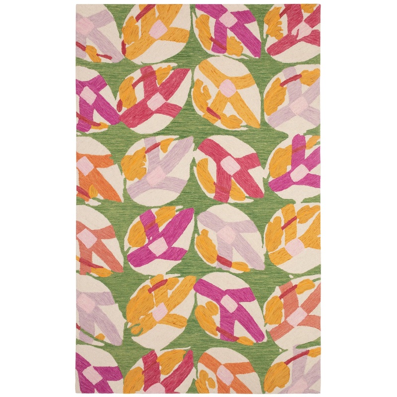 Lily Pad Hand Micro Hooked Wool Rug | Green