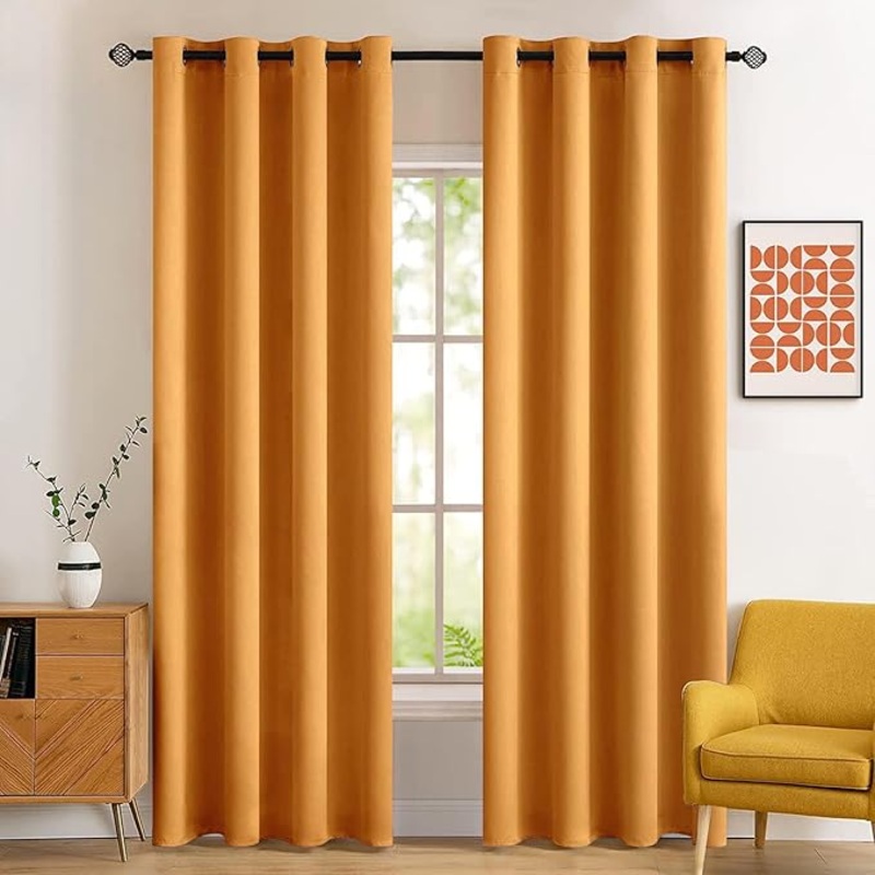MIULEE Room Darkening Thermal Insulated Blackout Curtains (2 Panels) – Mustard Yellow