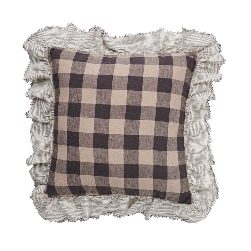 Pre-order Licorice Gingham Full Ruffle Cushion 50 x 50 cm