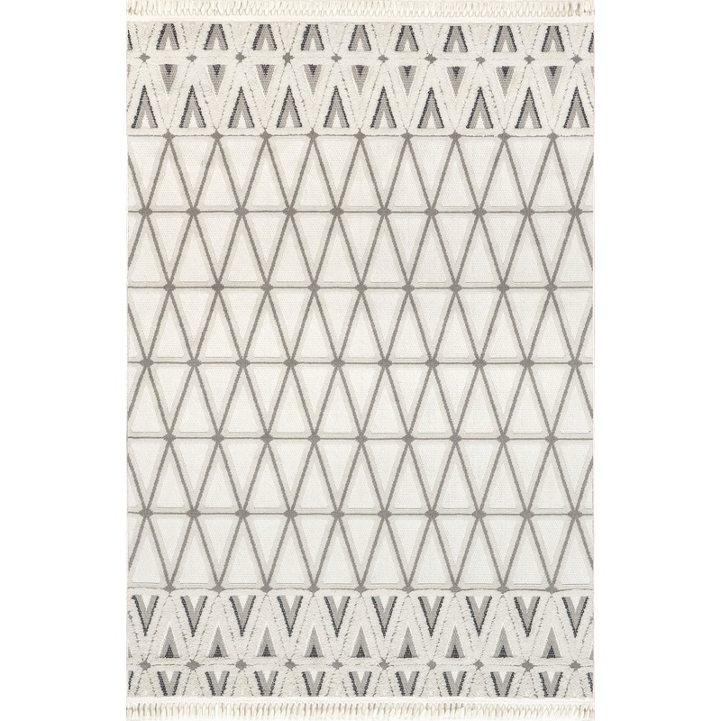Sapphire Tiled Pyramids Rug | Beige
