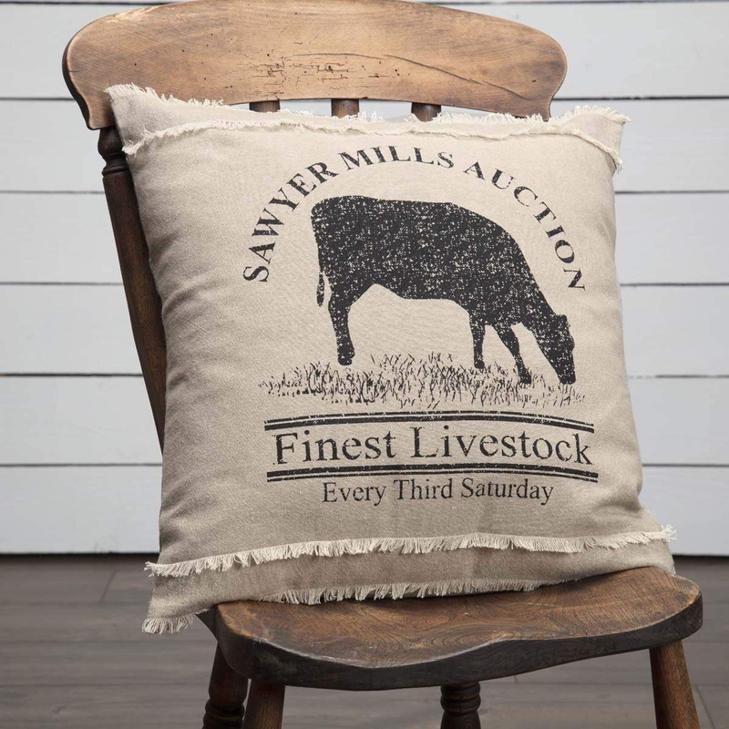 Sawyer Mill Charcoal Cow Pillow 18×18