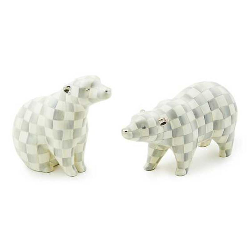 Sterling Check Polar Bear Figurines, Set of 2