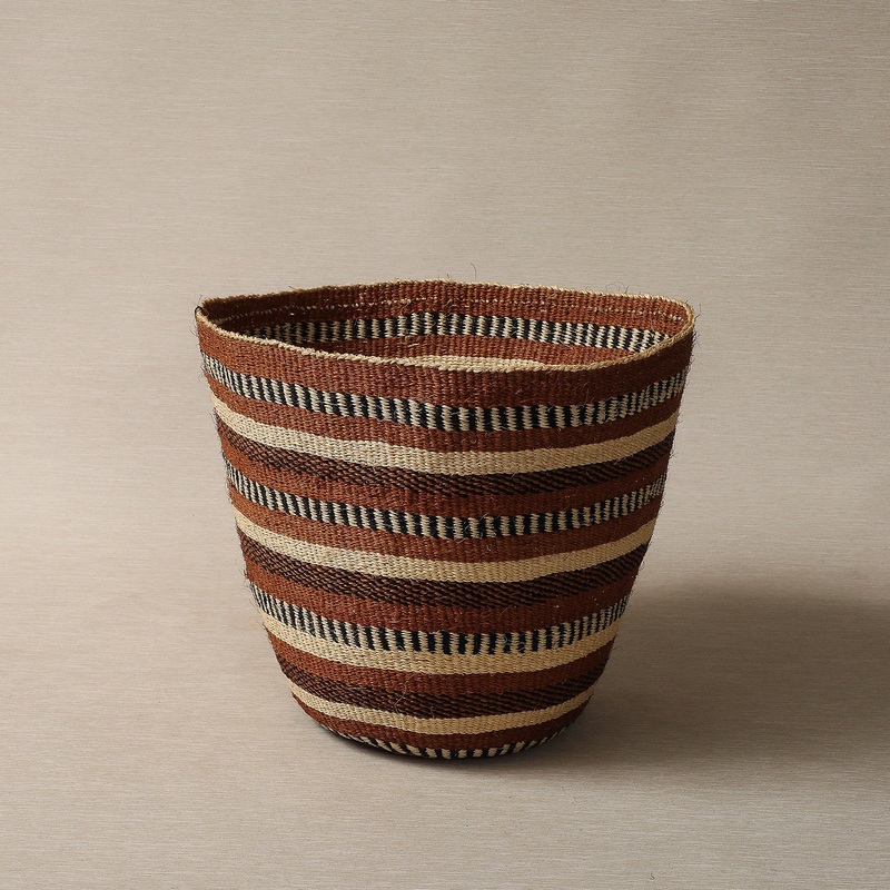 Striped sisal basket