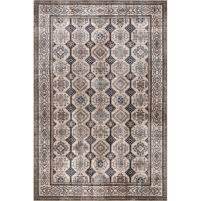 Valerian Tile Spill Proof Washable Rug | Light Beige