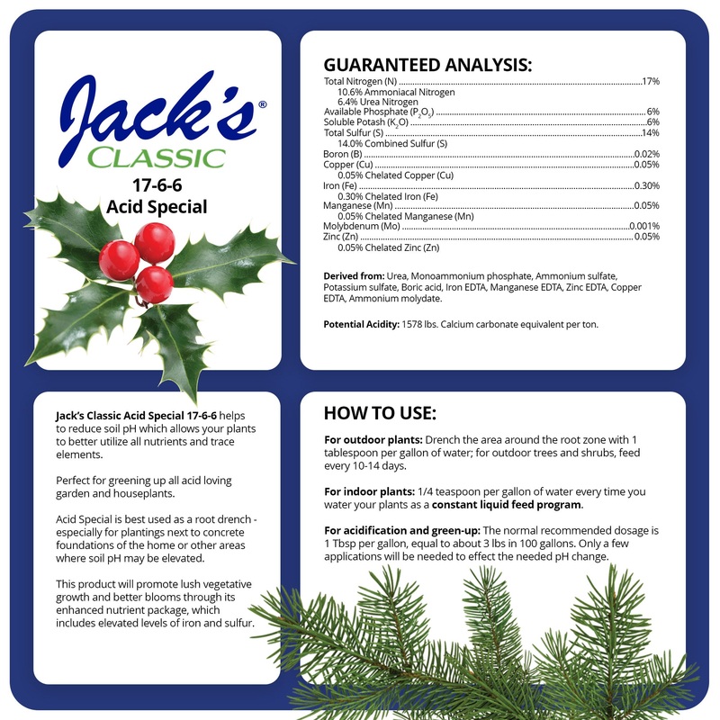 Jack’s Classic Acid Special Water Soluble Plant Food with Micronutrients, 17-6-6