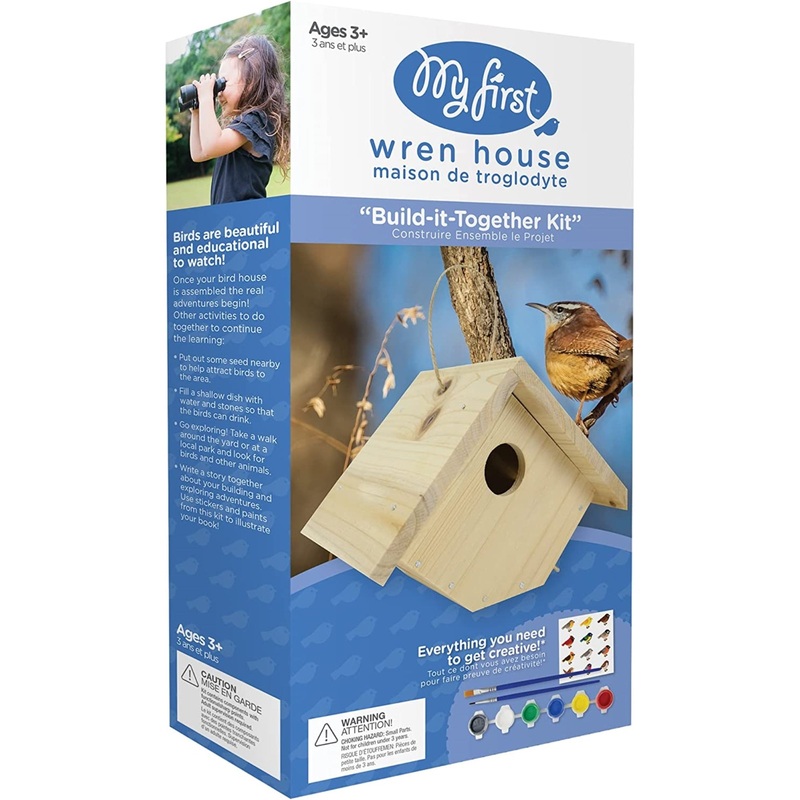 Nature’s Way My First DIY Wren Bird House To Paint, Assemble, and Decorate Wood Craft for Kids, 7″