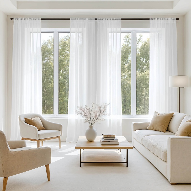 MIULEE White Sheer Curtains 84 Inches Long, 4 Panels Set, Light Filtering Rod Pocket Voile Drapes for Living Room and Bedroom, Airy Soft Fabric Window Treatments, 42 x 84 Inches