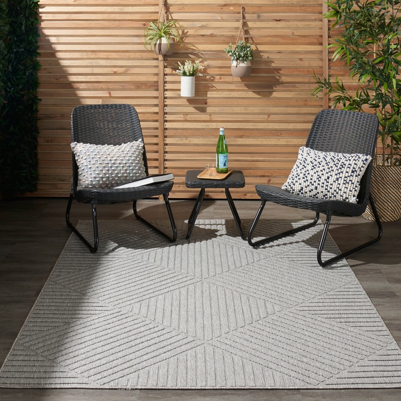 Nourison Cozumel 5’3″ x 7’3″ Light Grey Modern Indoor/Outdoor Rug